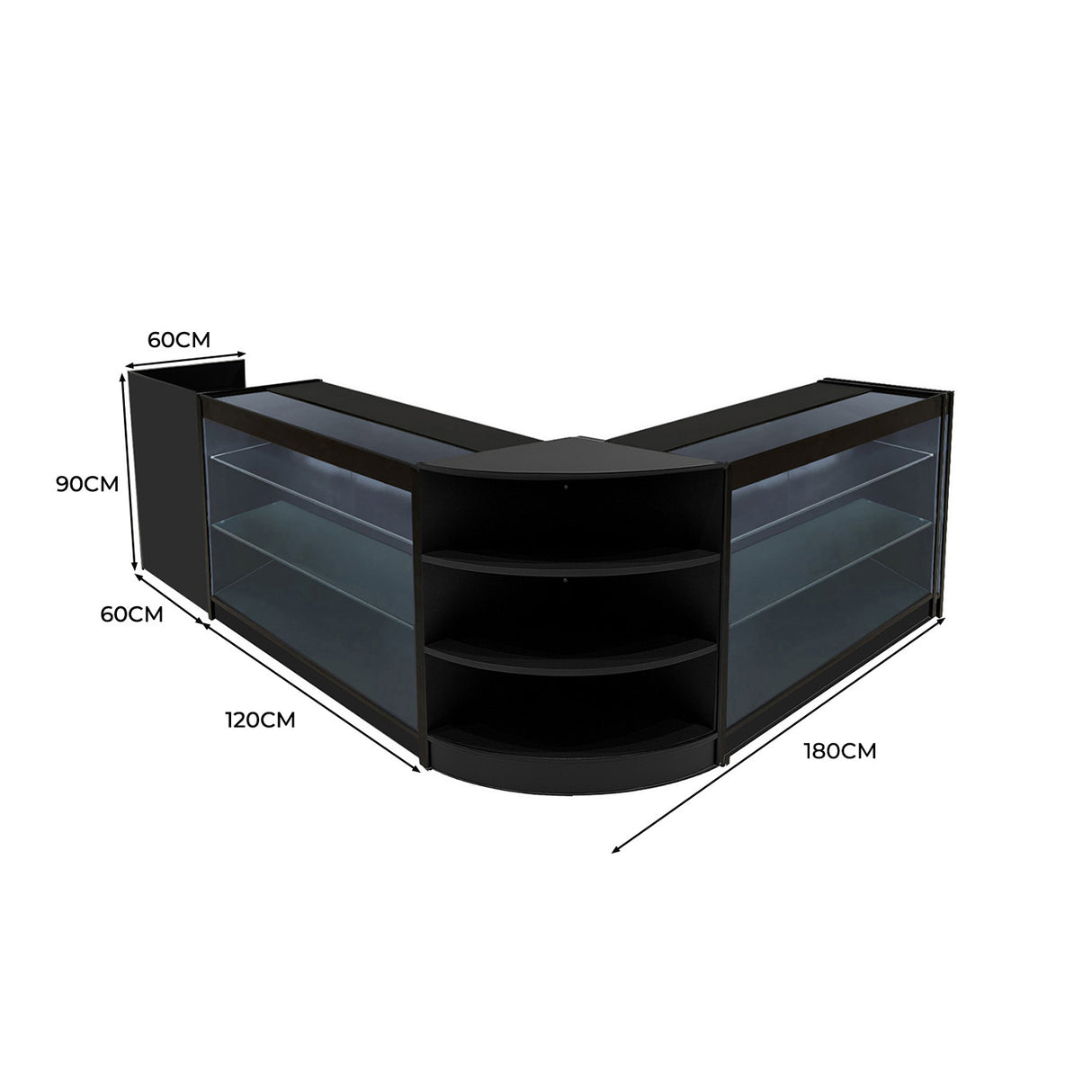 Comptoirs de Vente à LED Ensemble Astro - Noir CM60, 2 x K1200, TB60
