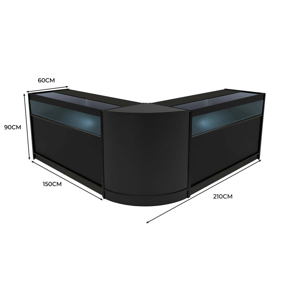 Comptoirs de Vente à LED Ensemble Iris - Noir CM60, 2 x B1500