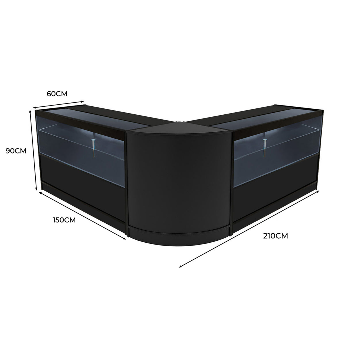 Comptoirs de Vente à LED Ensemble Selene - Noir CM60, 2 x C1500