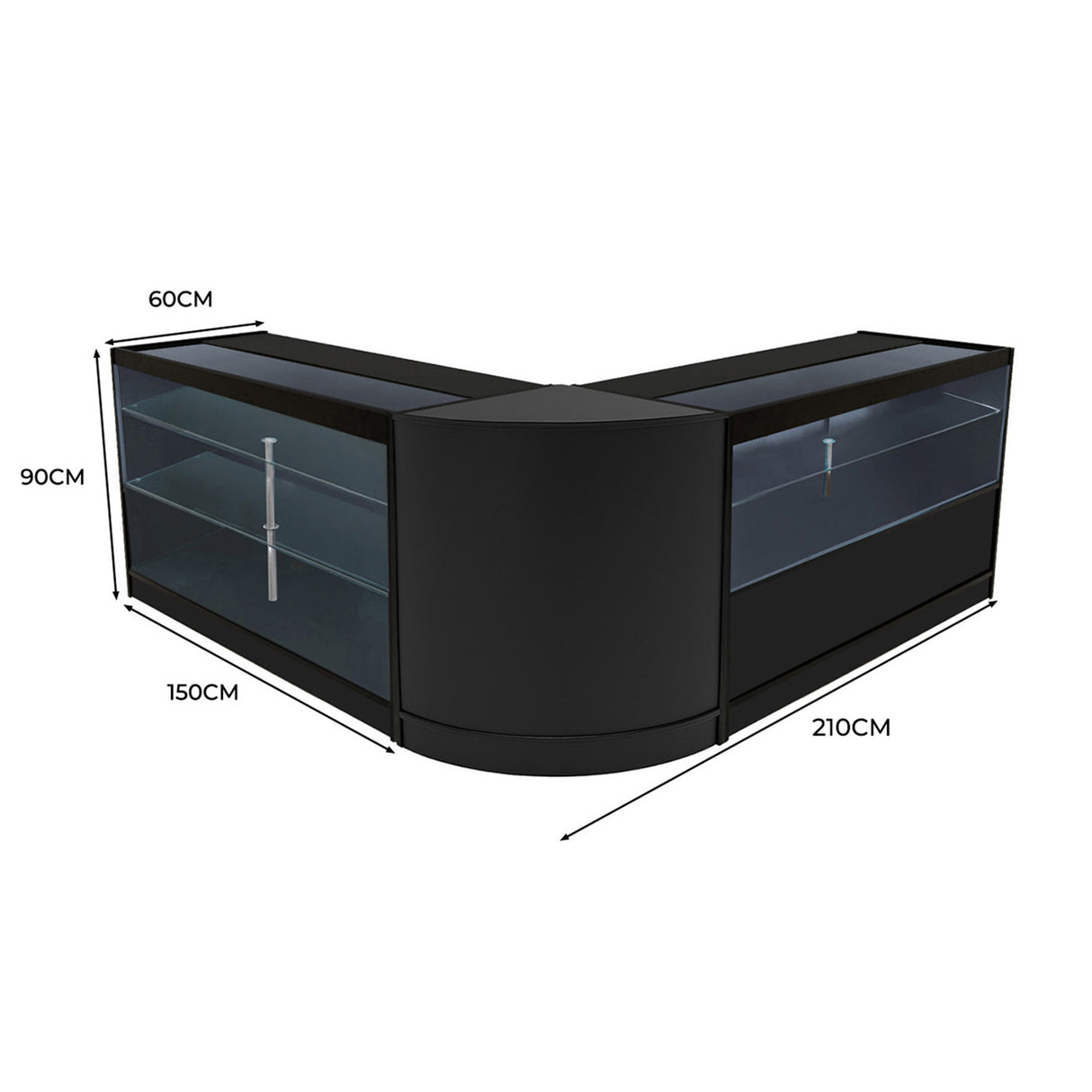 Comptoirs de Vente à LED Ensemble Hera - Noir CM60, K1500, C1500