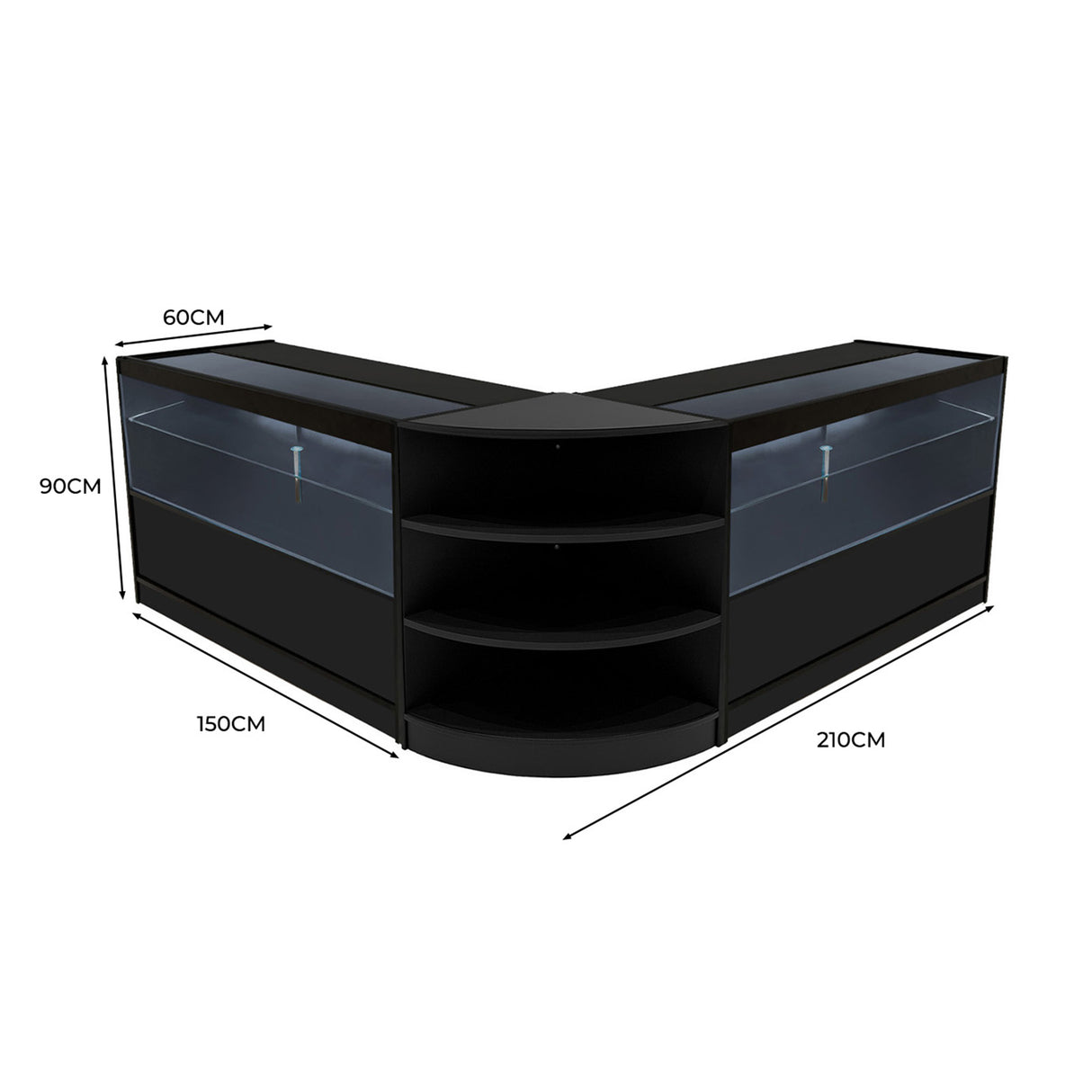 Comptoirs de Vente à LED Ensemble Andromeda - Noir LM60, 2 x C1500