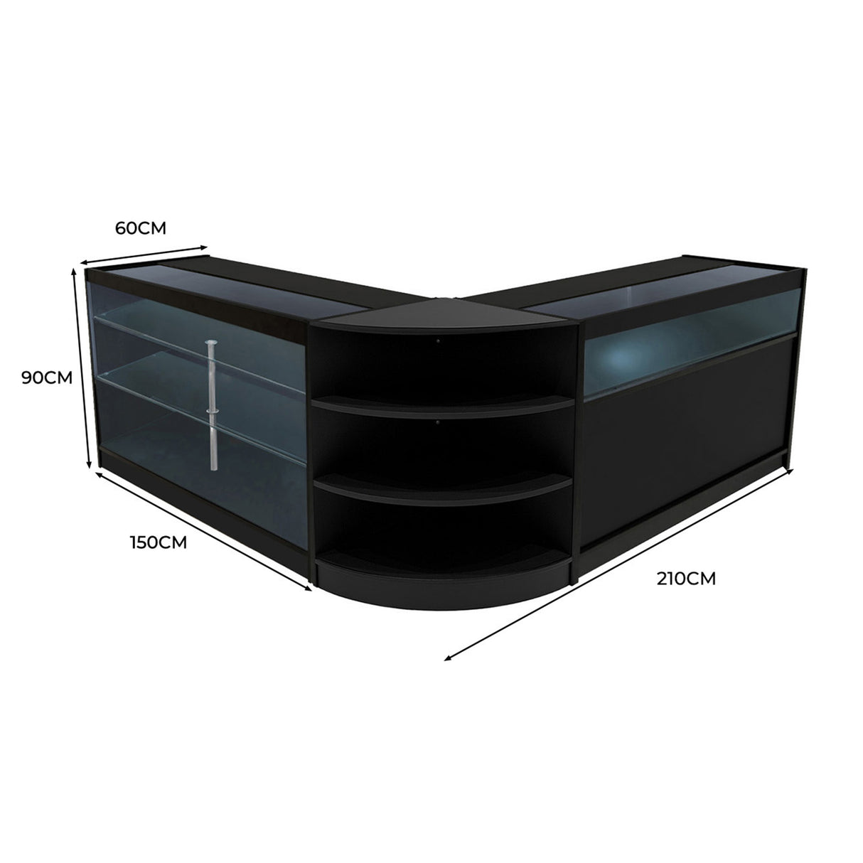 Comptoirs de Vente à LED Ensemble Demeter - Noir LM60, K1500, B1500