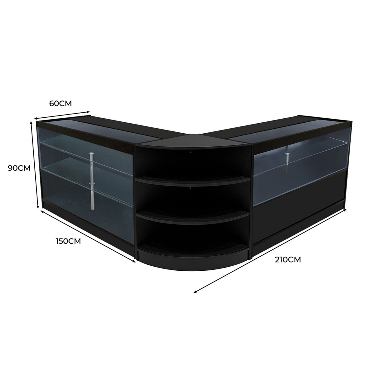 Comptoirs de Vente à LED Ensemble Calliope - Noir LM60, K1500, C1500