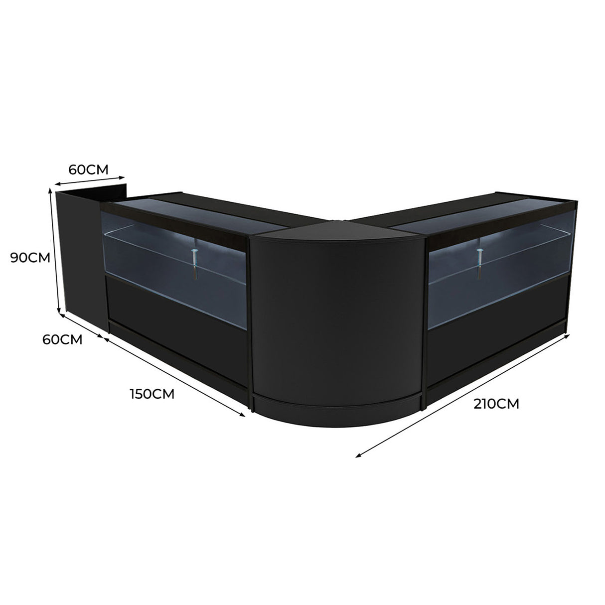Comptoirs de Vente à LED Ensemble Phoenix - Noir CM60, 2 x C1500, TB60