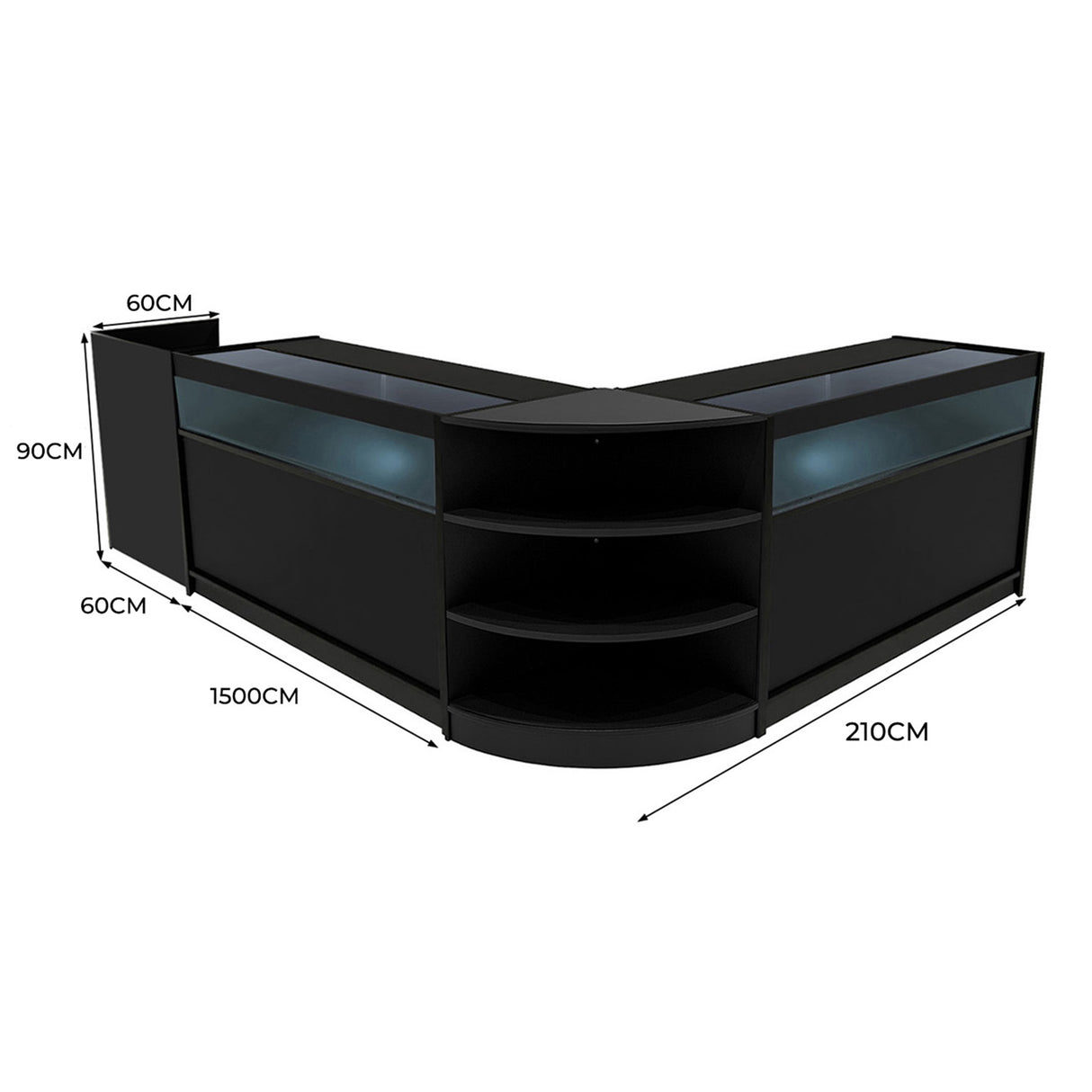 Comptoirs de Vente à LED Ensemble Sagittarius - Noir LM60, 2 x B1500, TB60