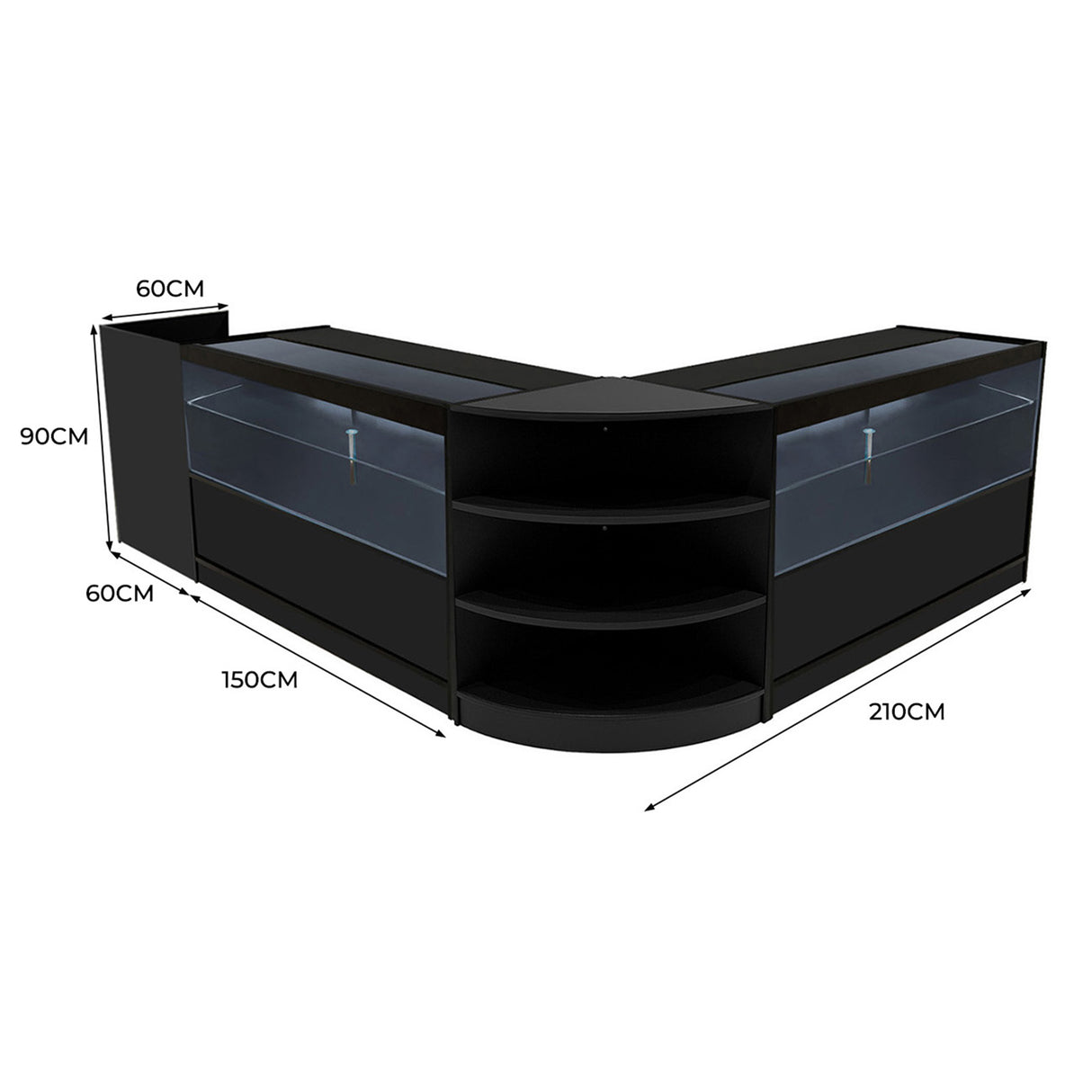Comptoirs de Vente à LED Ensemble Eclipse - Noir LM60, 2 x C1500, TB60