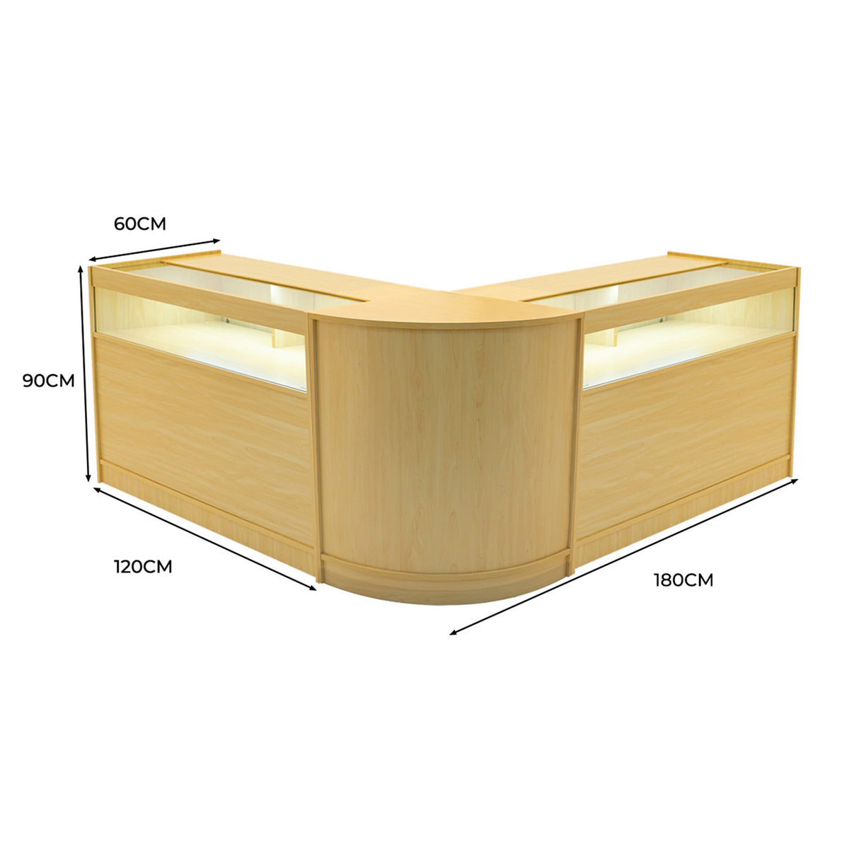 Comptoirs de Vente à LED Ensemble Iris - Érable CM60, 2 x B1200