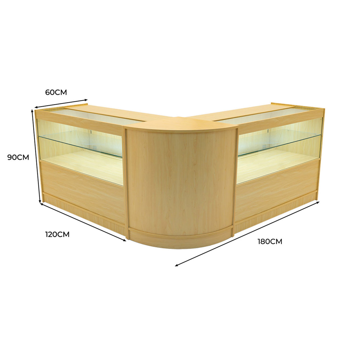 Comptoirs de Vente à LED Ensemble Selene - Érable CM60, 2 x C1200