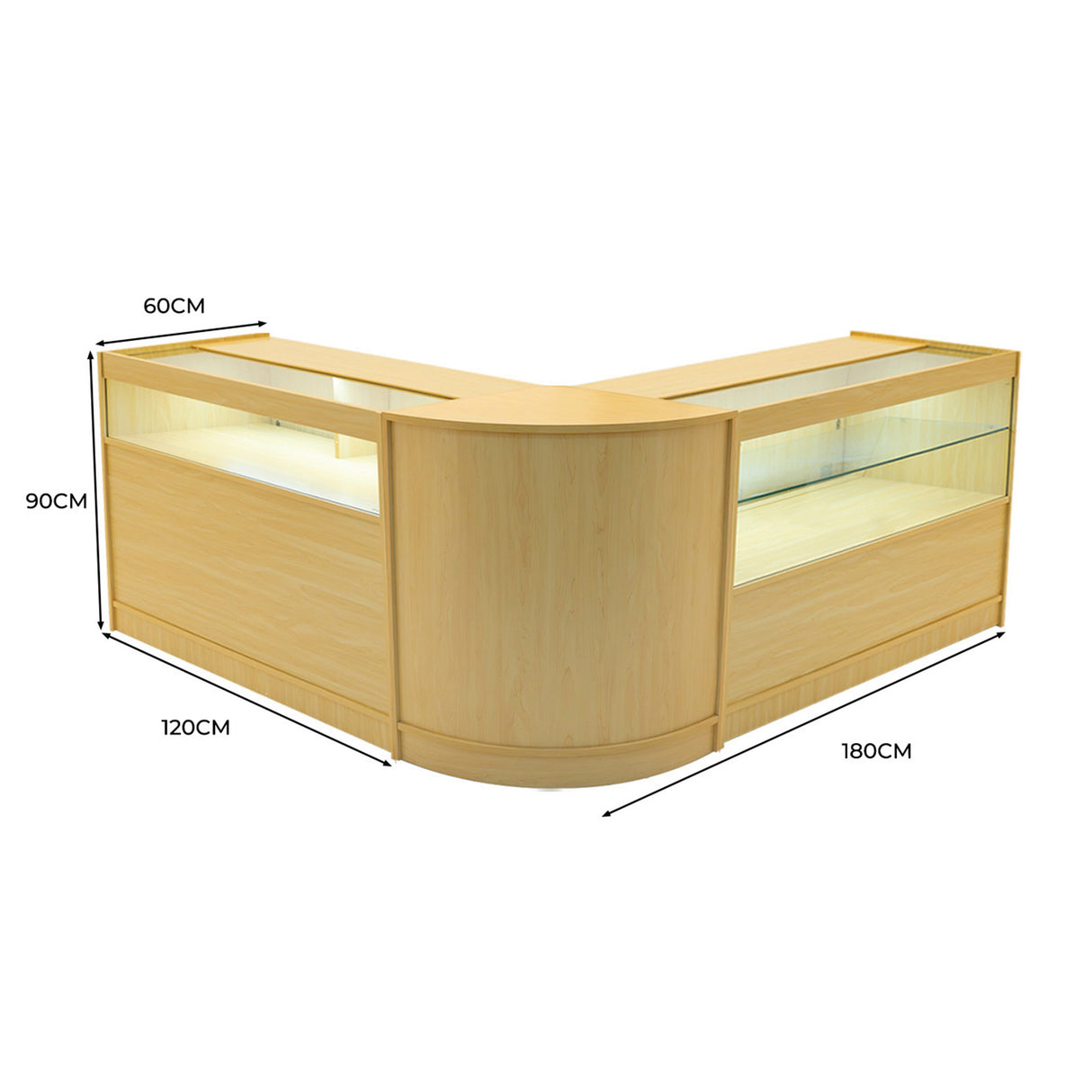 Comptoirs de Vente à LED Ensemble Adonis - Érable CM60, B1200, C1200