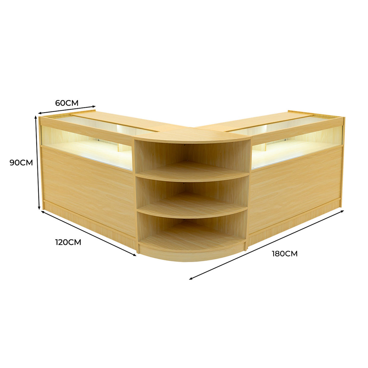 Comptoirs de Vente à LED Ensemble Theseus - Érable LM60, 2 x B1200