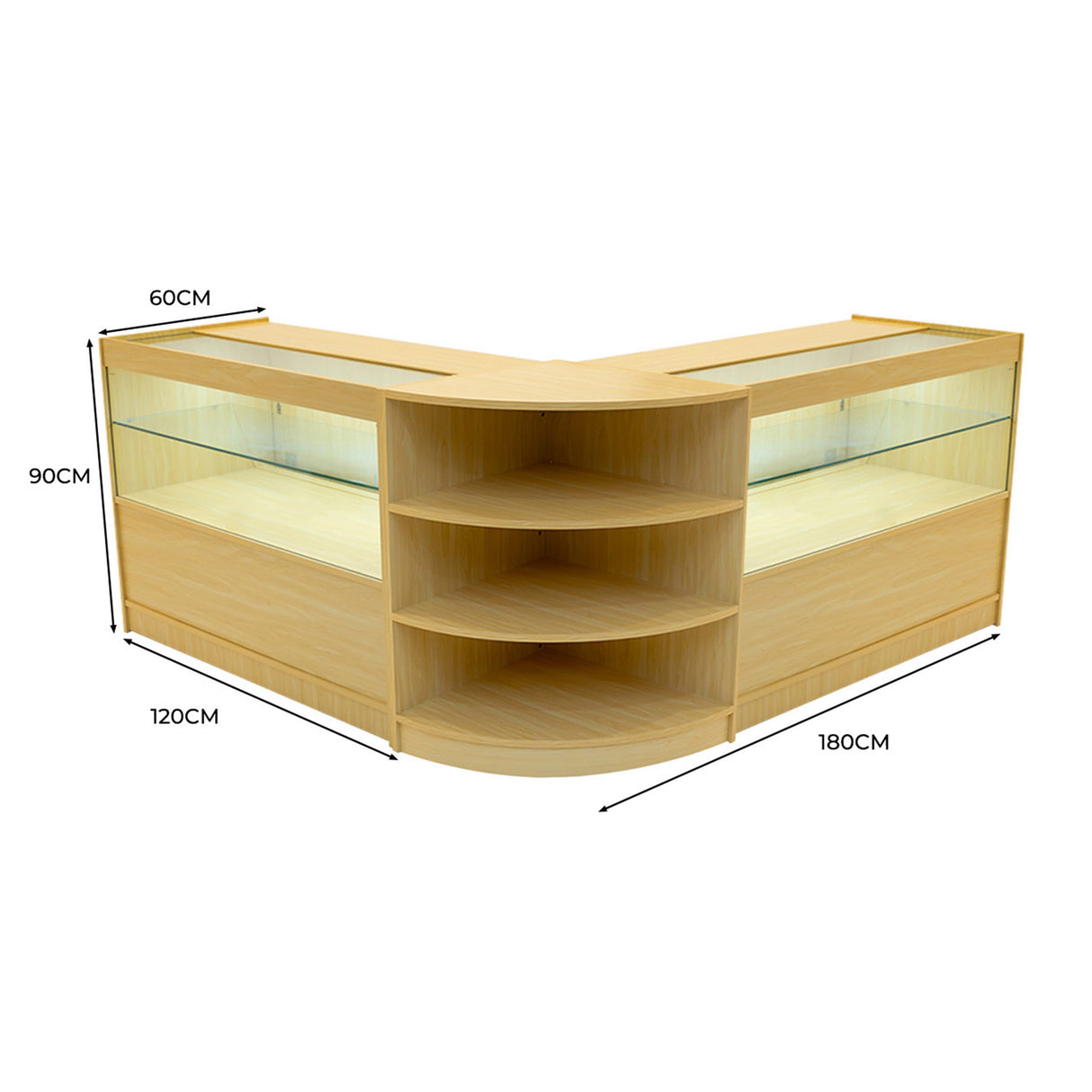 Comptoirs de Vente à LED Ensemble Andromeda - Érable LM60, 2 x C1200