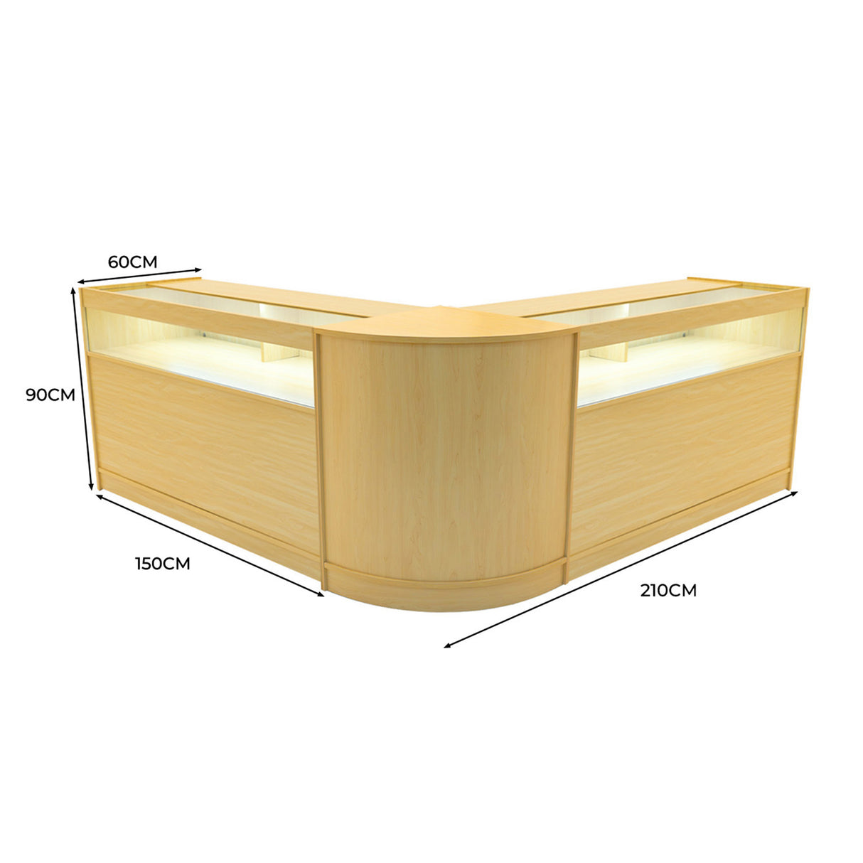 Comptoirs de Vente à LED Ensemble Iris - Érable CM60, 2 x B1500