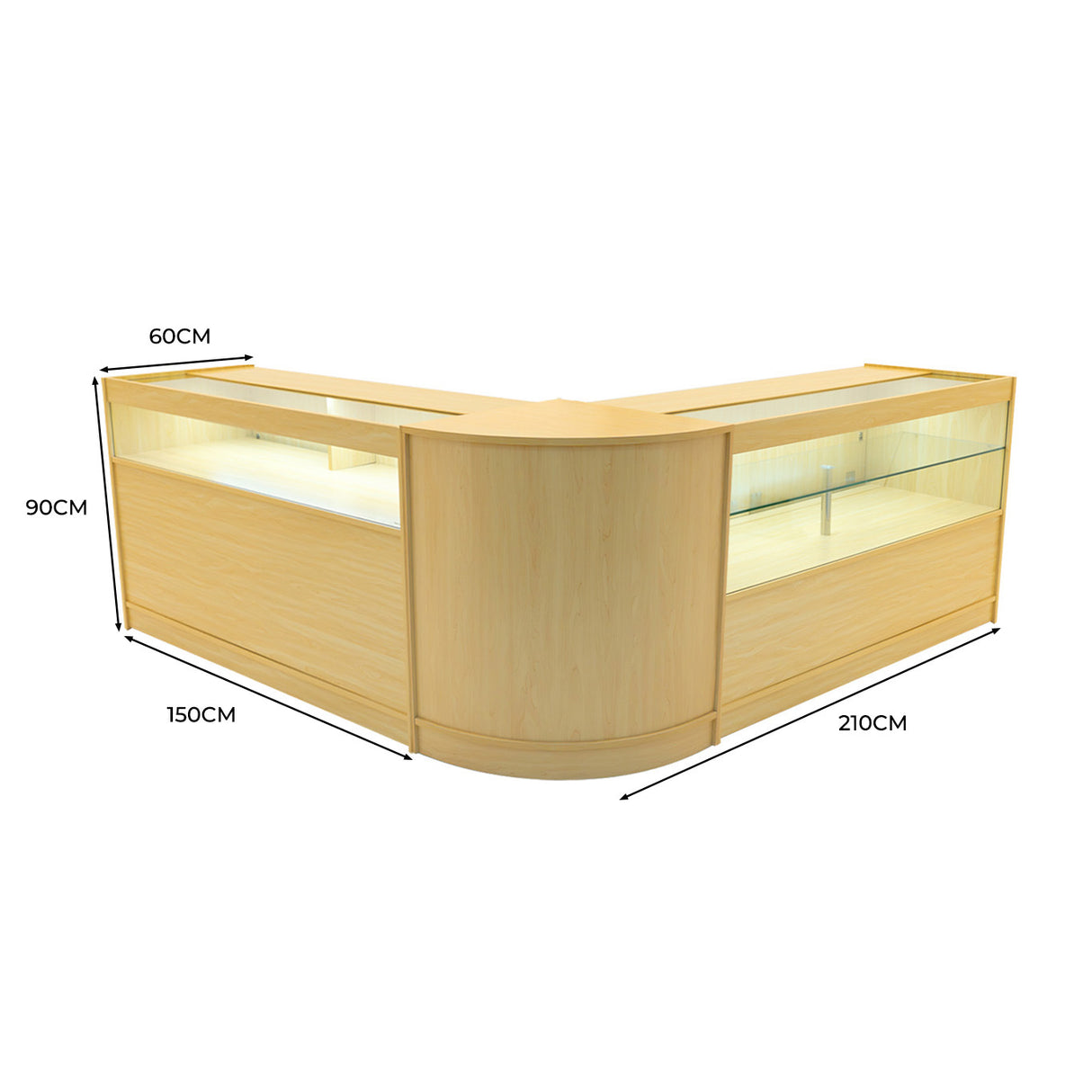 Comptoirs de Vente à LED Ensemble Adonis - Érable CM60, B1500, C1500