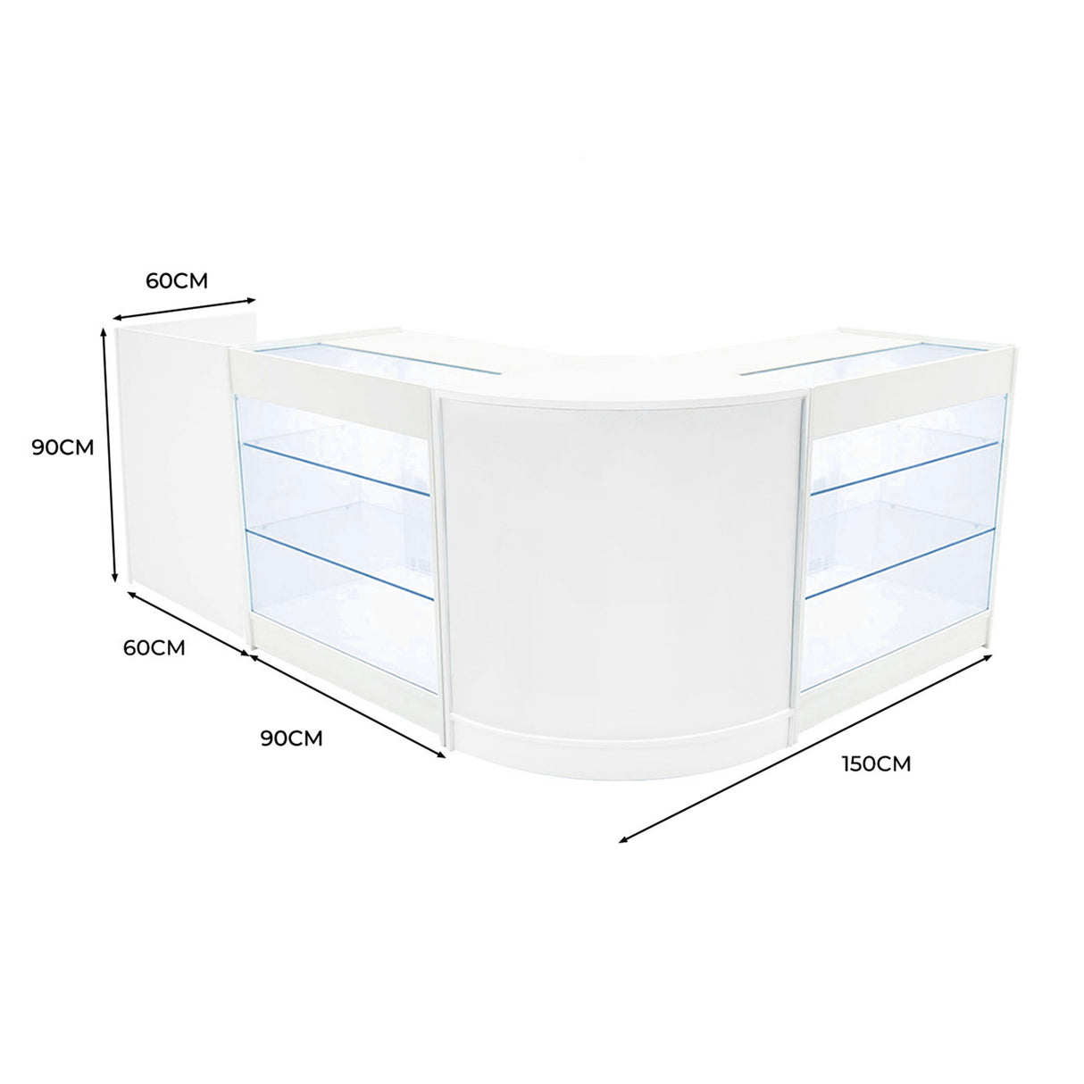 Comptoirs de Vente à LED Ensemble Aries - Blanc CM60, TB60, 2 x K900