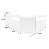 Comptoirs de Vente à LED Ensemble Luna - Blanc CM60, 2 x B1200, TB60