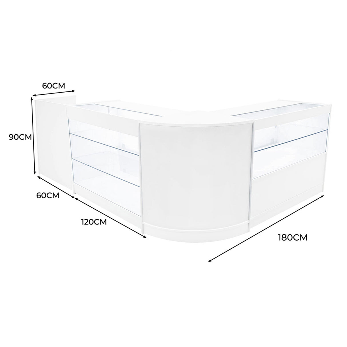 Comptoirs de Vente à LED Ensemble Vega - Blanc CM60, K1200, C1200, TB60