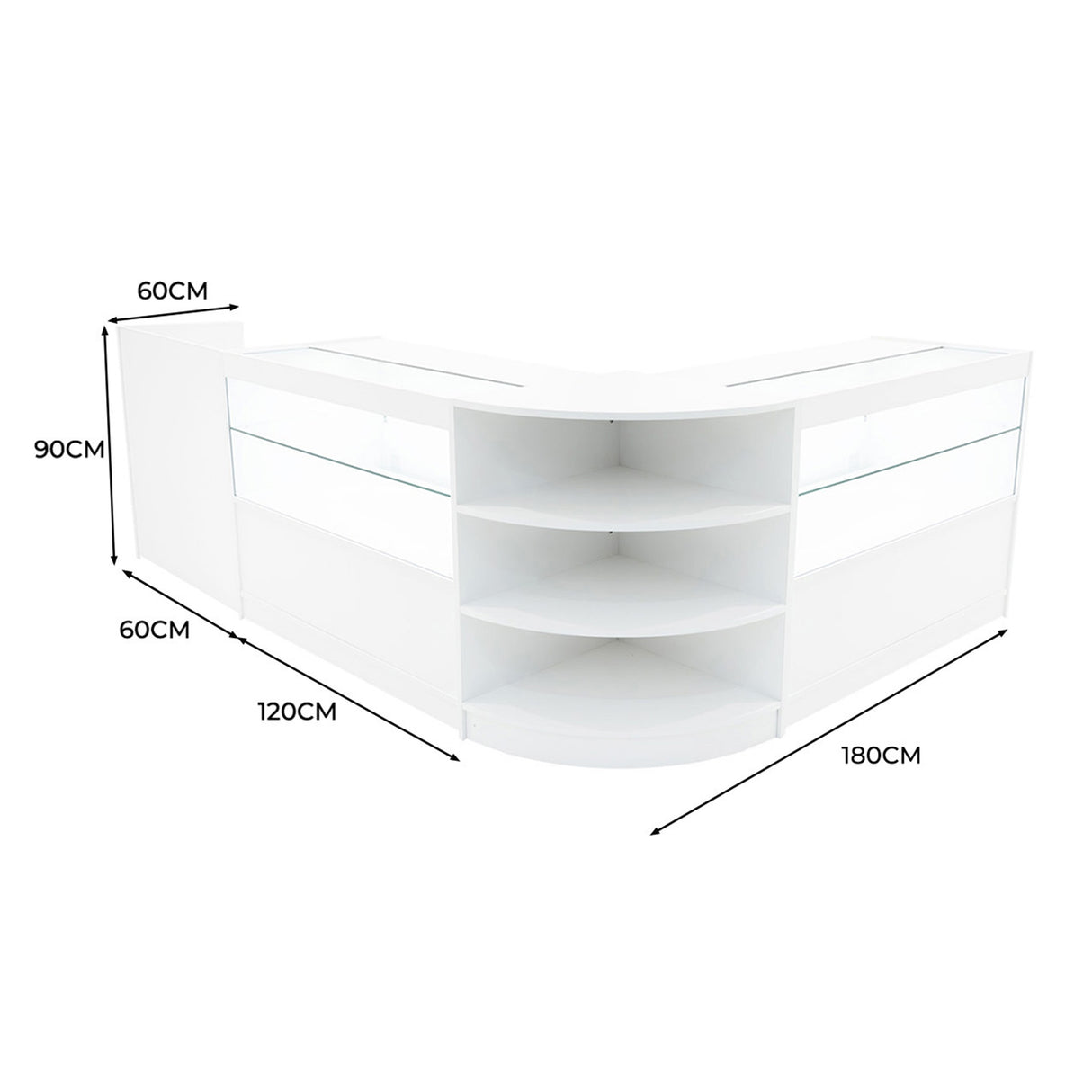 Comptoirs de Vente à LED Ensemble Eclipse - Blanc LM60, 2 x C1200, TB60