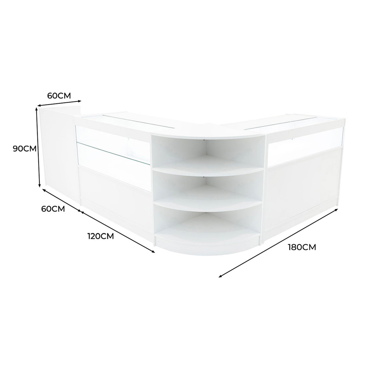 Comptoirs de Vente à LED Ensemble Europa - Blanc LM60, B1200, C1200, TB60