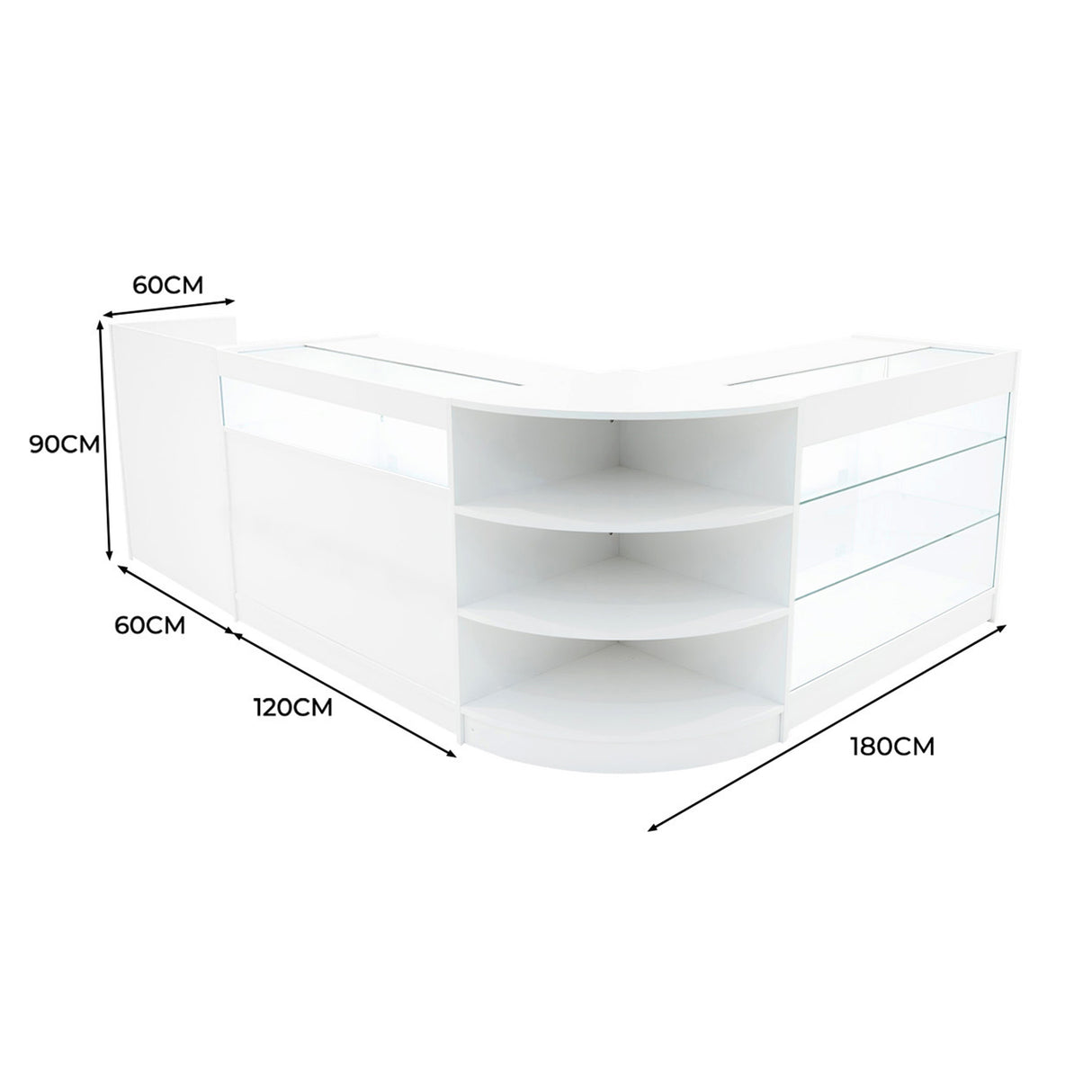 Comptoirs de Vente à LED Ensemble Hyperion - Blanc LM60, B1200, K1200, TB60