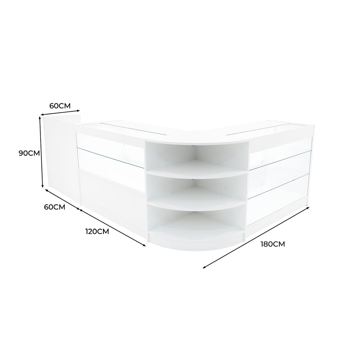 Comptoirs de Vente à LED Ensemble Theia - Blanc LM60, K1200, C1200, TB60