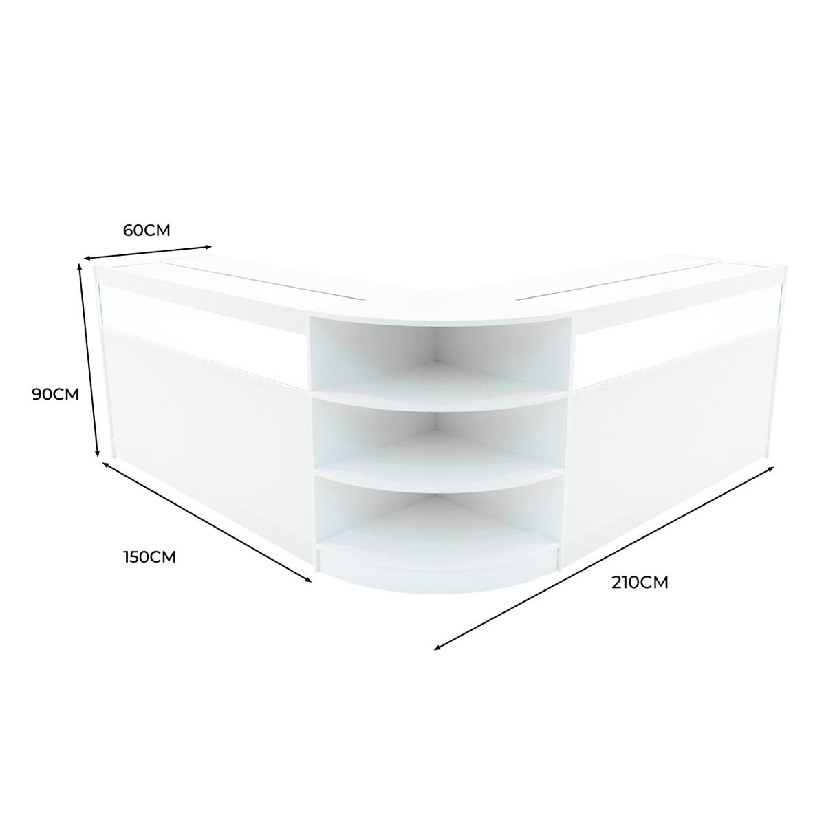 Comptoirs de Vente à LED Ensemble Theseus - Blanc LM60, 2 x B1500