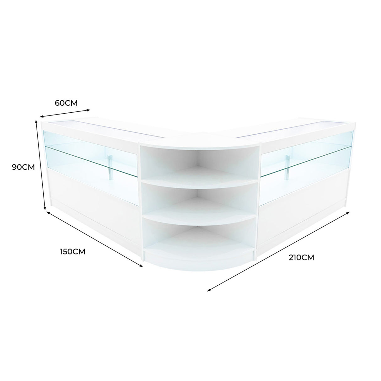 Comptoirs de Vente à LED Ensemble Andromeda - Blanc LM60, 2 x C1500