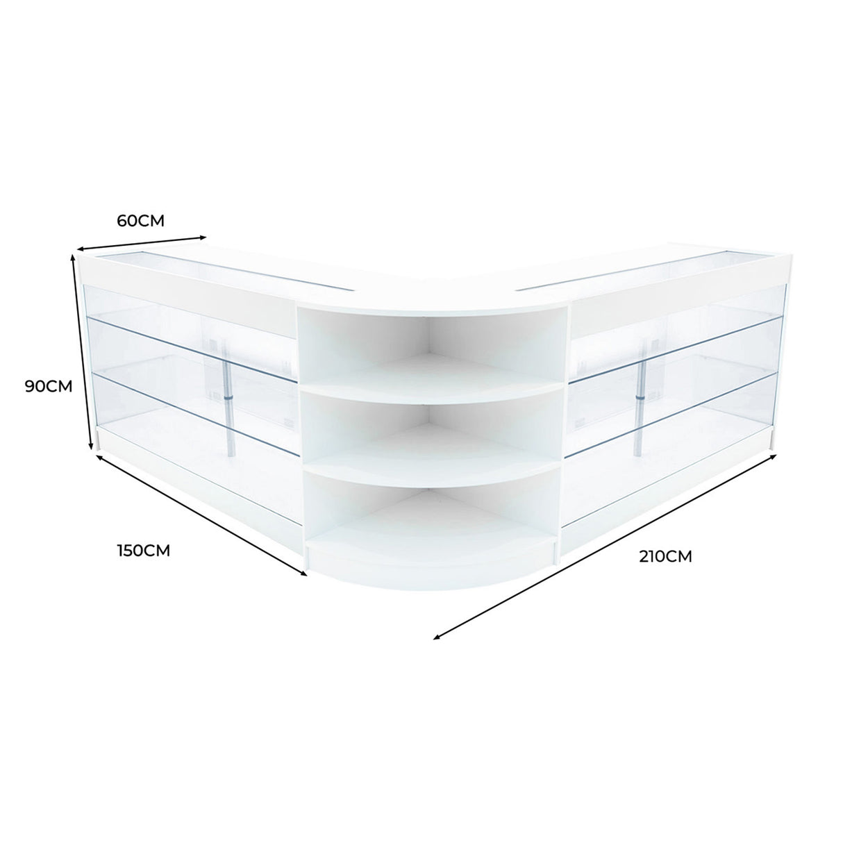 Comptoirs de Vente à LED Ensemble Apollo - Blanc LM60, 2 x K1500
