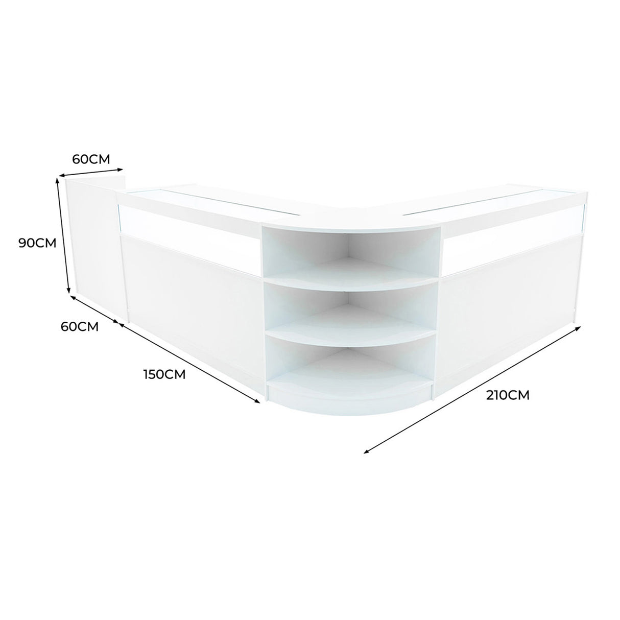 Comptoirs de Vente à LED Ensemble Sagittarius - Blanc LM60, 2 x B1500, TB60