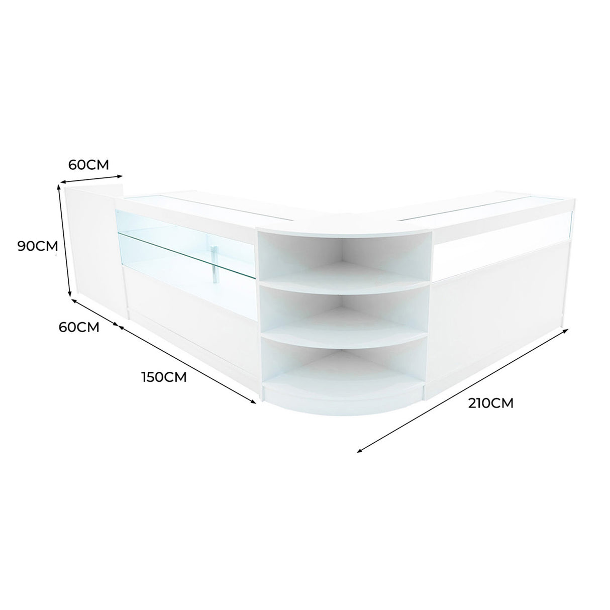 Comptoirs de Vente à LED Ensemble Europa - Blanc LM60, B1500, C1500, TB60