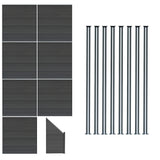 Kit Clôture Panneaux en Composite 7 Quadratique, 1 Incliné & 8 Poteaux à LED - Gris