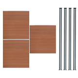 Kit Clôture Composite 3 Panneaux & 4 Poteaux à LED - Marron