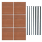 Kit Clôture Composite 6 Panneaux & 7 Poteaux à LED - Marron