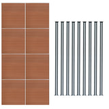 Kit Clôture Composite 8 Panneaux & 9 Poteaux à LED - Marron