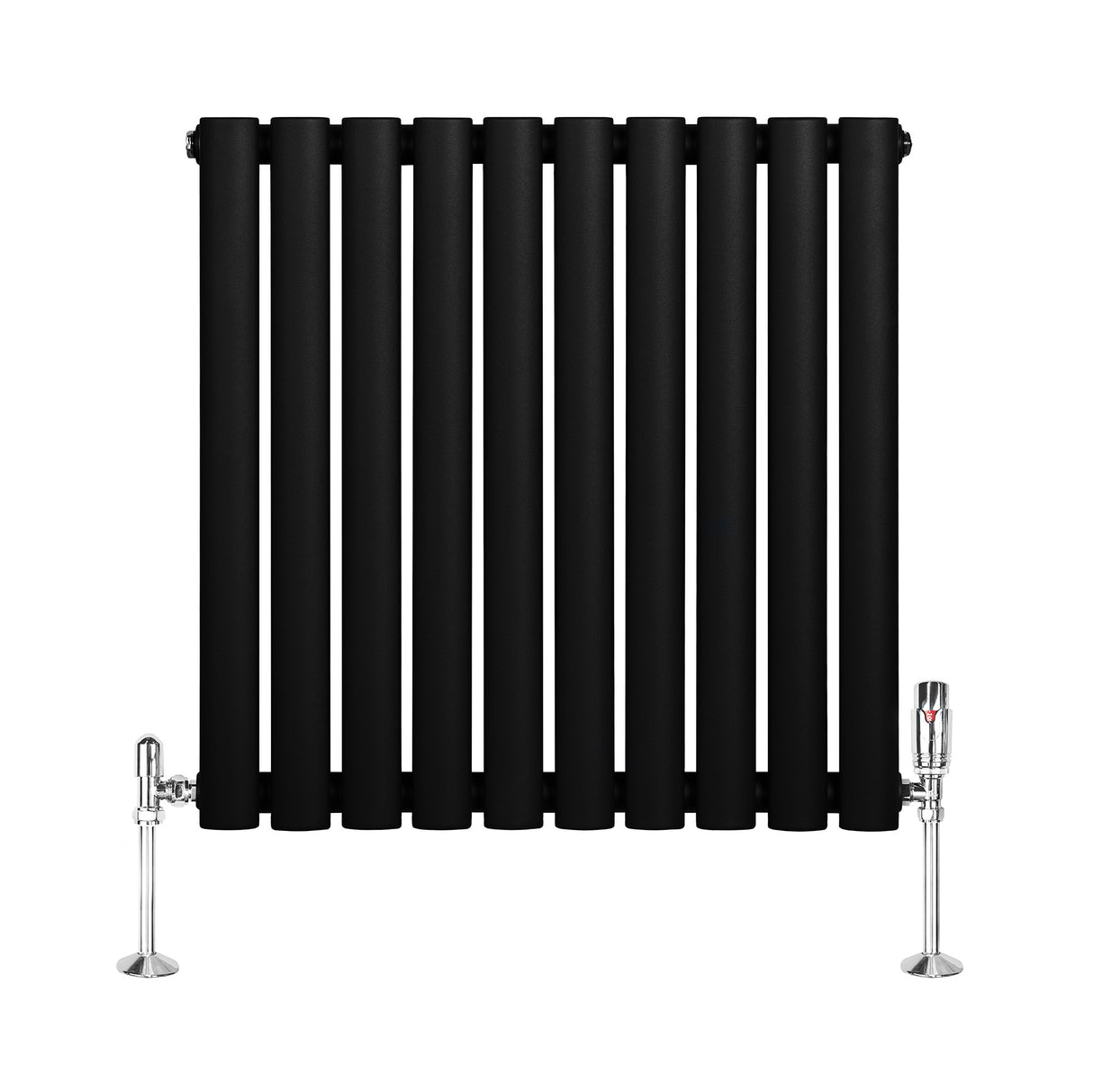 Radiateur à Colonnes Ovales & Vannes, 1 Panneau - 600 x 600 mm - Noir