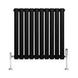 Radiateur à Colonnes Ovales & Vannes, 1 Panneau - 600 x 600 mm - Noir