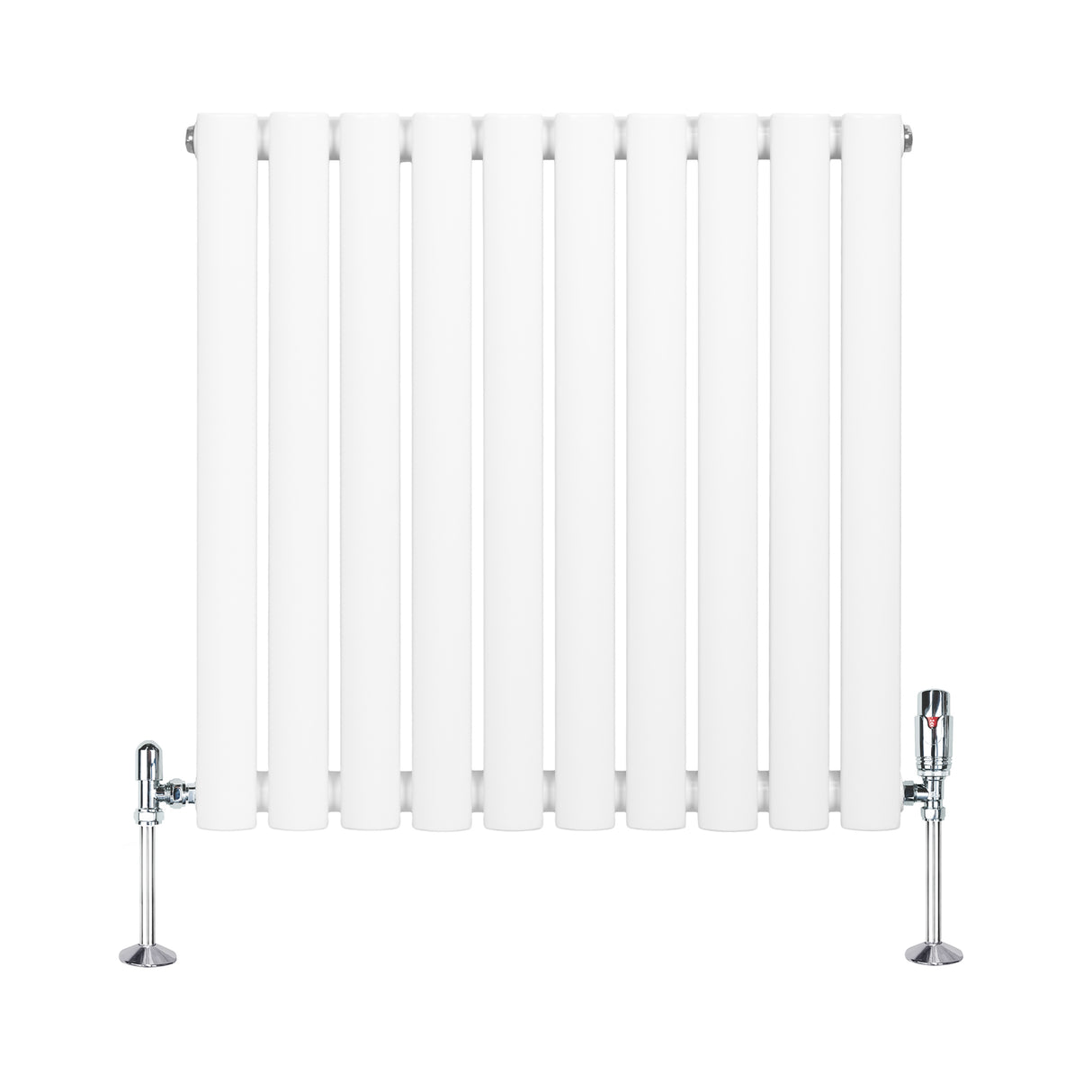 Radiateur à Colonnes Ovales & Vannes, 1 Panneau - 600 x 600 mm - Blanc
