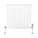Radiateur à Colonnes Ovales & Vannes, 1 Panneau - 600 x 600 mm - Blanc
