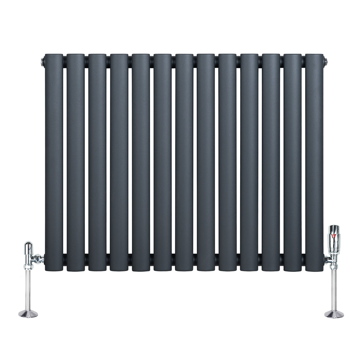 Radiateur à Colonnes Ovales & Vannes, 1 Panneau - 600 x 780 mm - Gris Anthracite