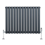 Radiateur à Colonnes Ovales & Vannes, 1 Panneau - 600 x 780 mm - Gris Anthracite
