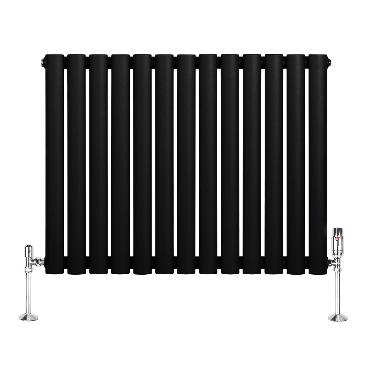 Radiateur à Colonnes Ovales & Vannes, 1 Panneau - 600 x 780 mm - Noir