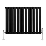 Radiateur à Colonnes Ovales & Vannes, 1 Panneau - 600 x 780 mm - Noir