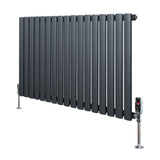 Radiateur à Colonnes Ovales & Vannes, 1 Panneau - 600 x 1020 mm - Gris Anthracite