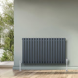 Radiateur à Colonnes Ovales & Vannes, 1 Panneau - 600 x 1020 mm - Gris Anthracite