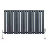 Radiateur à Colonnes Ovales & Vannes, 1 Panneau - 600 x 1020 mm - Gris Anthracite