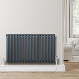 Radiateur à Colonnes Ovales & Vannes, 1 Panneau - 600 x 1020 mm - Gris Anthracite