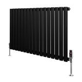 Radiateur à Colonnes Ovales & Vannes, 1 Panneau - 600 x 1020 mm - Noir