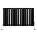 Radiateur à Colonnes Ovales & Vannes, 1 Panneau - 600 x 1020 mm - Noir