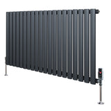 Radiateur à Colonnes Ovales & Vannes, 1 Panneau - 600 x 1200 mm - Gris Anthracite