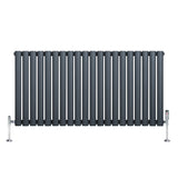 Radiateur à Colonnes Ovales & Vannes, 1 Panneau - 600 x 1200 mm - Gris Anthracite