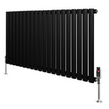 Radiateur à Colonnes Ovales & Vannes, 1 Panneau - 600 x 1200 mm - Noir